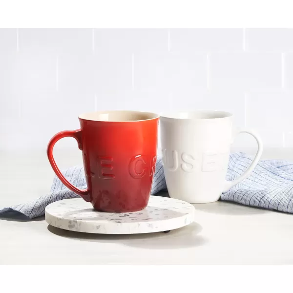 imageLe Creuset Stoneware 20 oz ExtraLarge Logo Coffee Mug CeriseWhite
