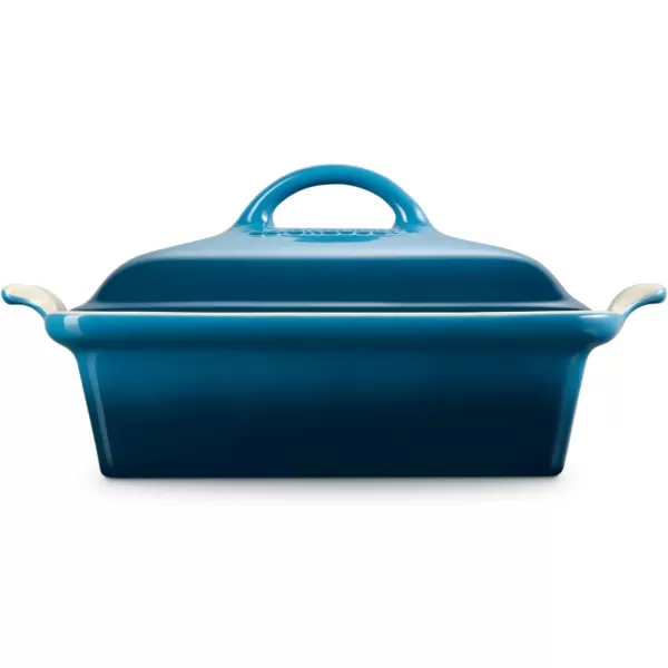 imageLe Creuset Stoneware Heritage Covered Square Casserole 9Inch ArtichautDeep Teal