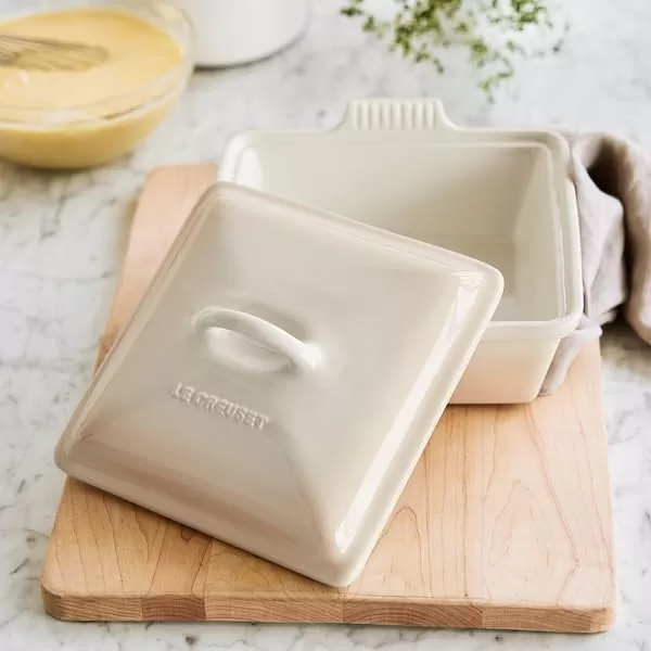 imageLe Creuset Stoneware Heritage Covered Square Casserole 9Inch ArtichautSea Salt