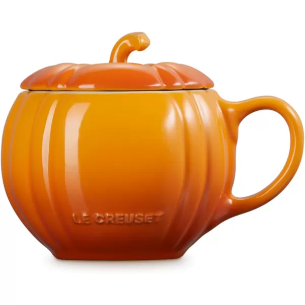 imageLe Creuset Stoneware Pumpkin Mug with Lid 14 oz WhitePersimmon