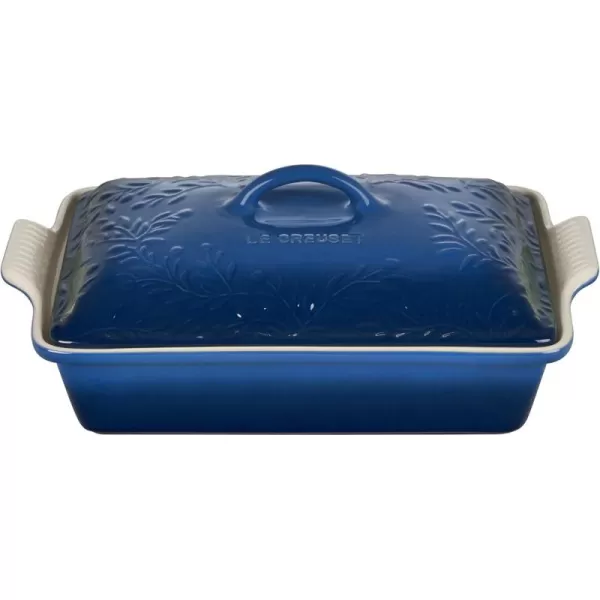 imageLe Creuset Olive Branch Collection Stoneware Heritage Covered Rectangular Casserole 4 qt Marseille with Embossed LidMarseille