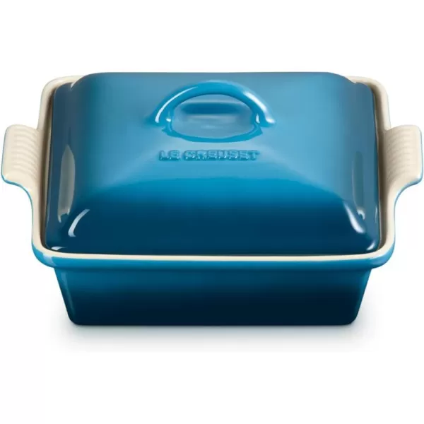 imageLe Creuset Stoneware Heritage Covered Square Casserole 9Inch ArtichautDeep Teal