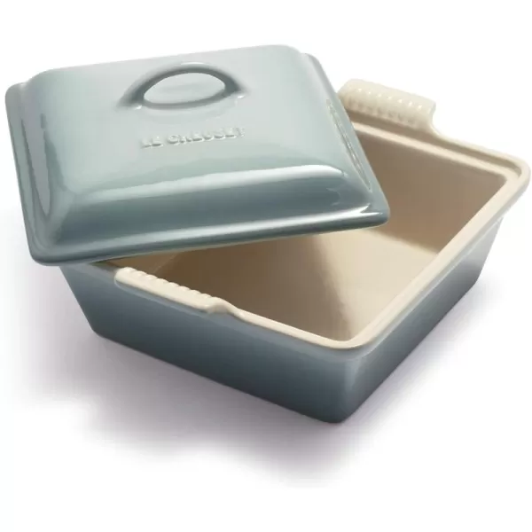 imageLe Creuset Stoneware Heritage Covered Square Casserole 9Inch ArtichautSea Salt