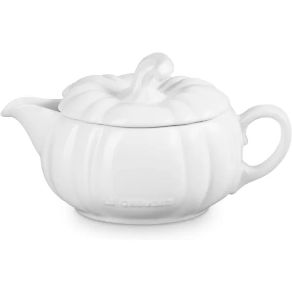 imageLe Creuset Stoneware Pumpkin Gravy Boat with Lid 14 oz WhiteWhite