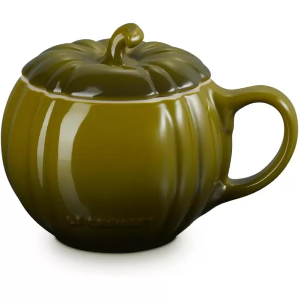 imageLe Creuset Stoneware Pumpkin Mug with Lid 14 oz WhiteOlive