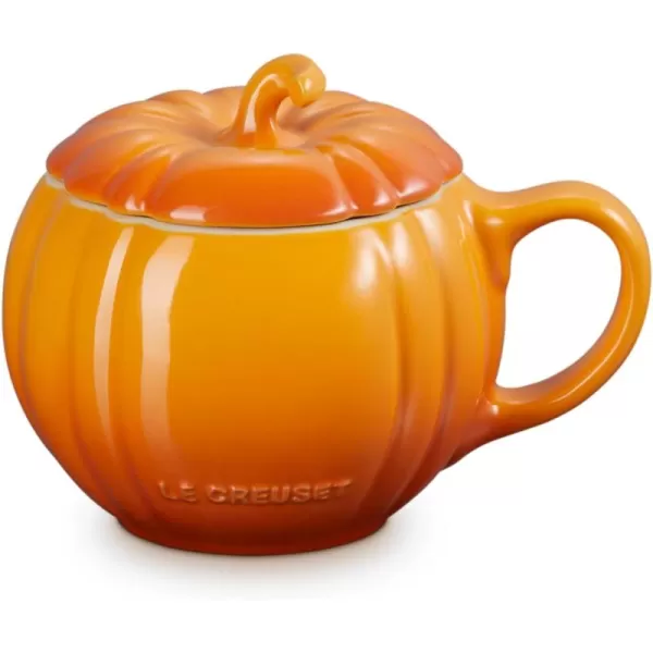 imageLe Creuset Stoneware Pumpkin Mug with Lid 14 oz WhitePersimmon