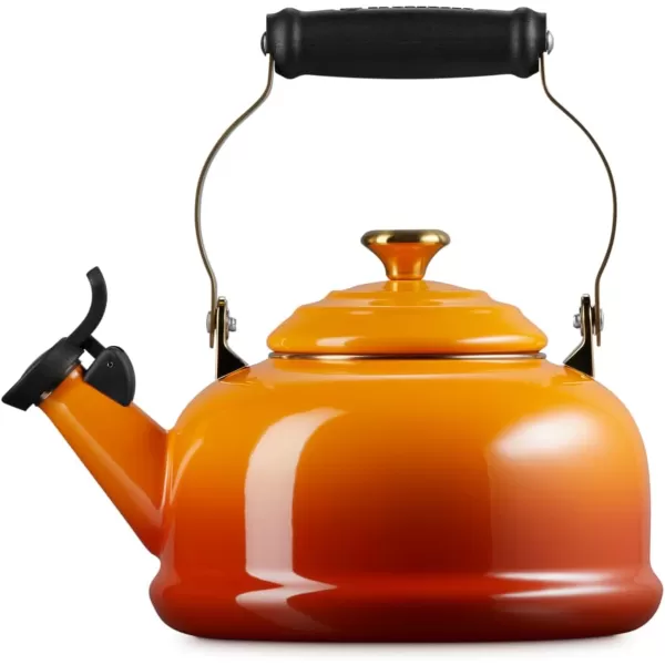 imageLe Creuset Enamel on Steel Whistling Kettle with Gold Finishes 17 qt WhitePersimmon