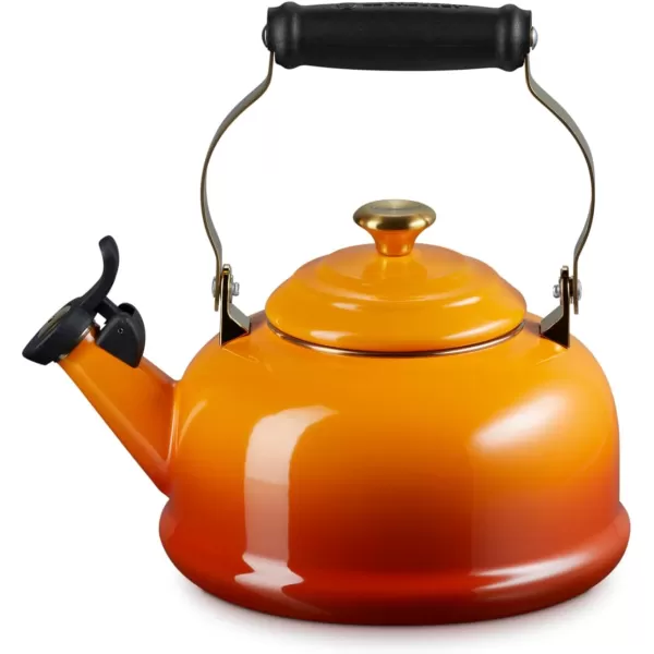 imageLe Creuset Enamel on Steel Whistling Kettle with Gold Finishes 17 qt WhitePersimmon