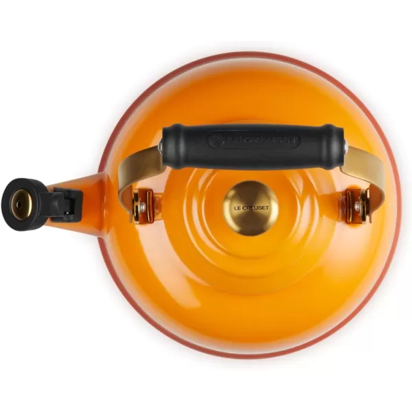 imageLe Creuset Enamel on Steel Whistling Kettle with Gold Finishes 17 qt WhitePersimmon