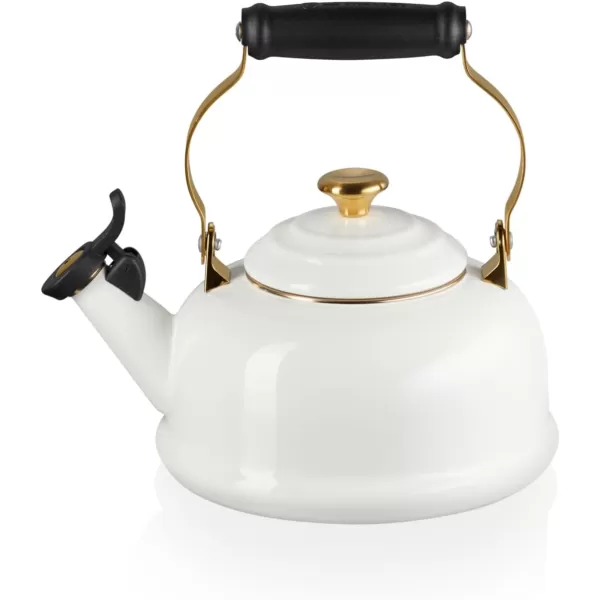 imageLe Creuset Enamel on Steel Whistling Kettle with Gold Finishes 17 qt WhiteWhite