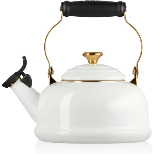 imageLe Creuset Enamel on Steel Whistling Kettle with Gold Finishes 17 qt WhiteWhite