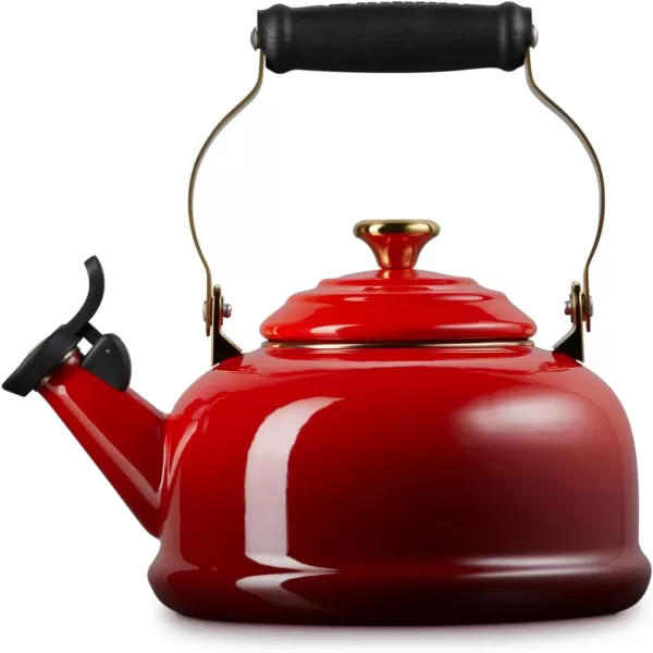 imageLe Creuset Enamel on Steel Whistling Tea Kettle with Gold Finishes 17 qt ArtichautCerise