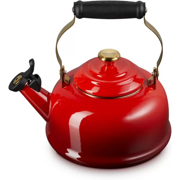 imageLe Creuset Enamel on Steel Whistling Tea Kettle with Gold Finishes 17 qt ArtichautCerise