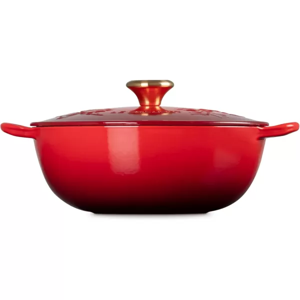 imageLe Creuset Enameled Cast Iron Holly Collection Soup Pot 45 qt Cerise with Gold KnobCerise