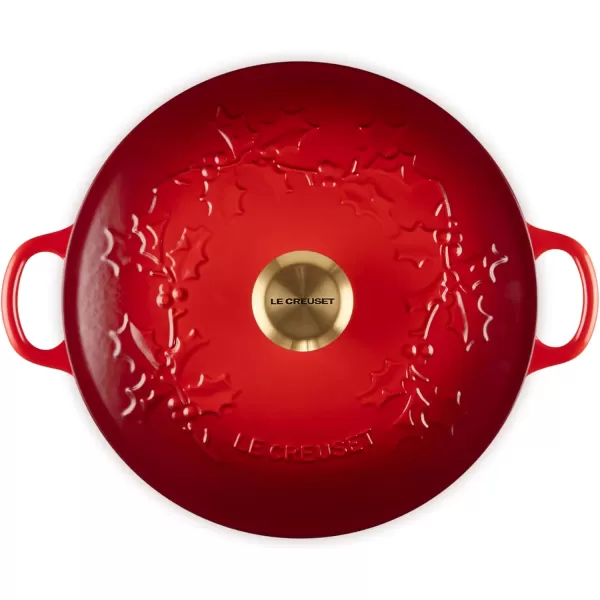 imageLe Creuset Enameled Cast Iron Holly Collection Soup Pot 45 qt Cerise with Gold KnobCerise