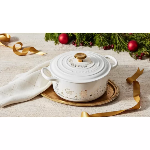 imageLe Creuset Nol Collection Enameled Cast Iron 12 Days of Christmas Round Dutch Oven 35 qt White