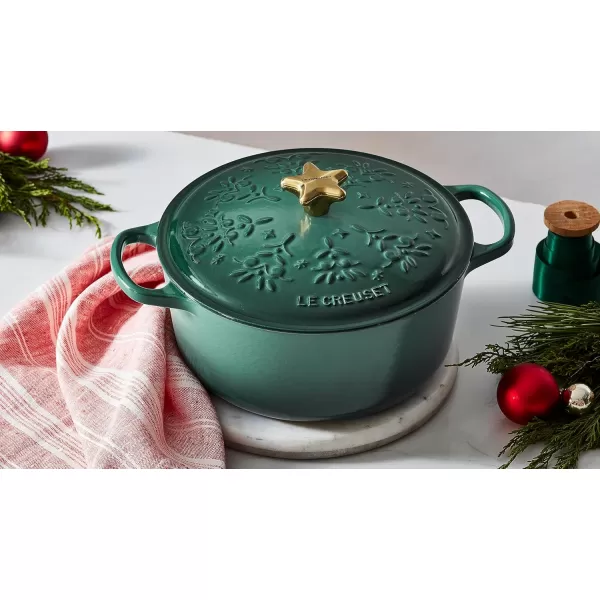 imageLe Creuset Nol Collection Enameled Cast Iron Holiday Tree Round Dutch Oven 45 qt Artichaut