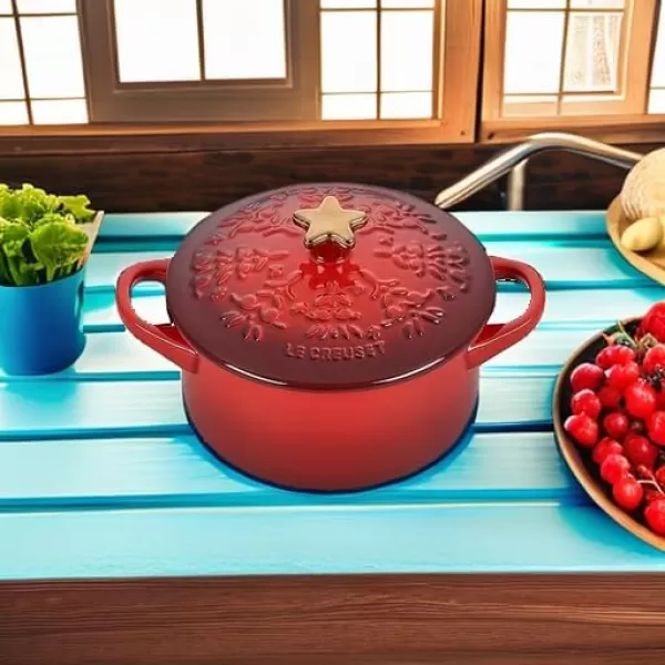 imageLe Creuset Nol Collection Stoneware Mini Cocotte with Star Knob 24 oz ArtichautCerise