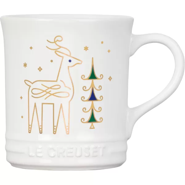 imageLe Creuset Nol Collection Stoneware Mug with Gold Applique 14 oz SnowmanReindeer