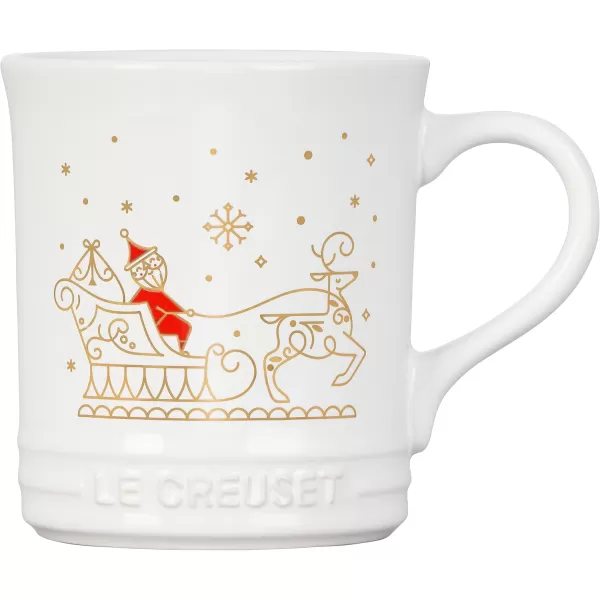 imageLe Creuset Nol Collection Stoneware Mug with Gold Applique 14 oz SnowmanSanta Sleigh