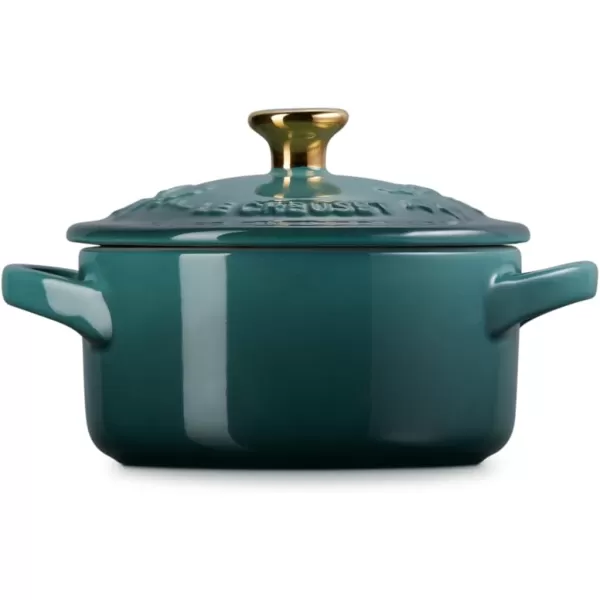 imageLe Creuset Stoneware Holly Collection Mini Round Cocotte 8 Oz Artichaut with Gold KnobArtichaut