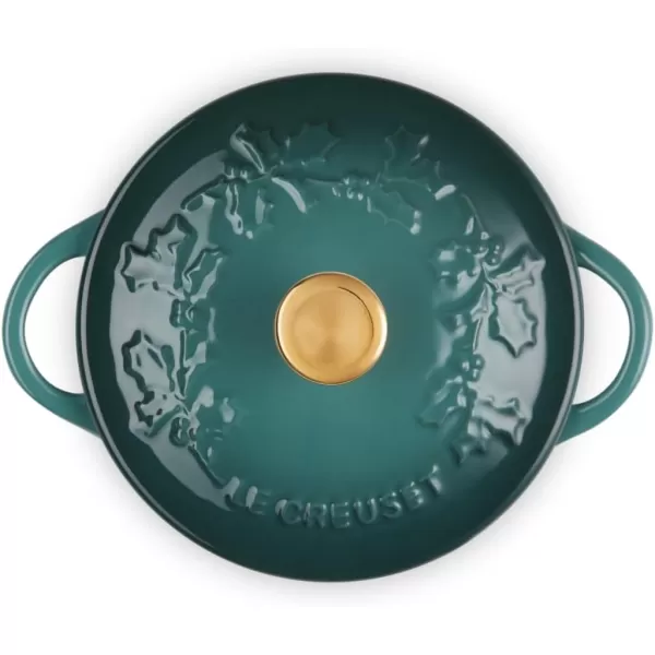 imageLe Creuset Stoneware Holly Collection Mini Round Cocotte 8 Oz Artichaut with Gold KnobArtichaut