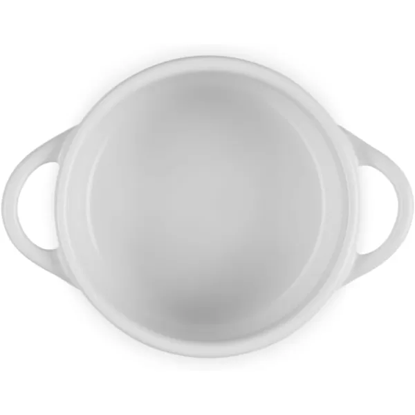imageLe Creuset Stoneware Holly Collection Mini Round Cocotte 8 Oz Artichaut with Gold KnobWhite
