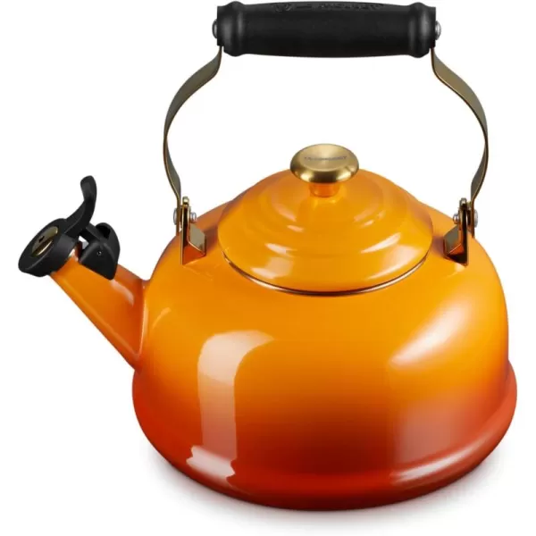 imageLe Creuset Enamel on Steel Whistling Kettle with Gold Finishes 17 qt WhitePersimmon