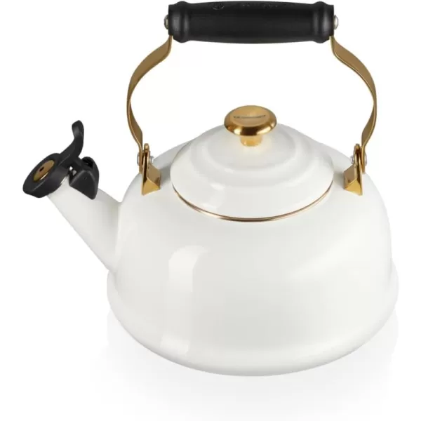 imageLe Creuset Enamel on Steel Whistling Kettle with Gold Finishes 17 qt WhiteWhite