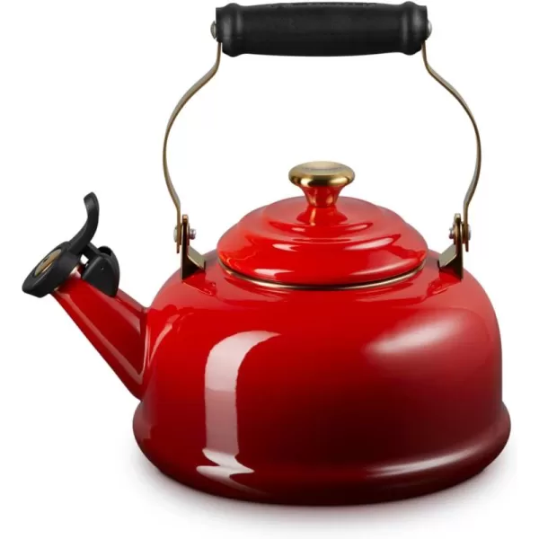 imageLe Creuset Enamel on Steel Whistling Tea Kettle with Gold Finishes 17 qt ArtichautCerise