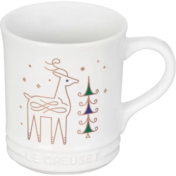 imageLe Creuset Nol Collection Stoneware Mug with Gold Applique 14 oz SnowmanReindeer