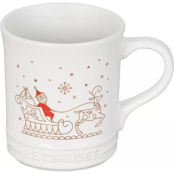 imageLe Creuset Nol Collection Stoneware Mug with Gold Applique 14 oz SnowmanSanta Sleigh