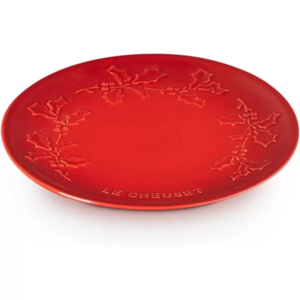 imageLe Creuset Stoneware Holly Collection Dessert Plate 7quot WhiteCerise