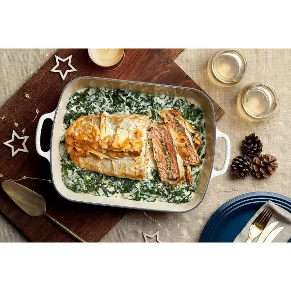 imageLe Creuset Enameled Cast Iron Signature Rectangular Roaster 525 qt 117quot x 168quot  OysterPeche