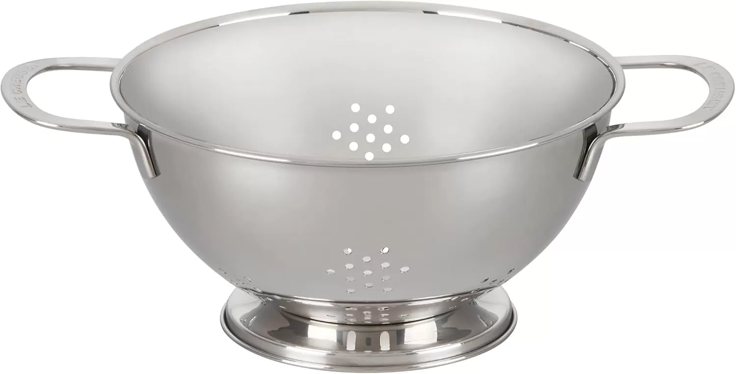 imageLe Creuset Set of 3 Nested Mixing Bowls wNonslip Silicone Base ampamp Plastic Air Tight Lids Large Stainless SteelColanders
