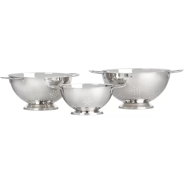 imageLe Creuset Set of 3 Nested Mixing Bowls wNonslip Silicone Base ampamp Plastic Air Tight Lids Large Stainless SteelColanders