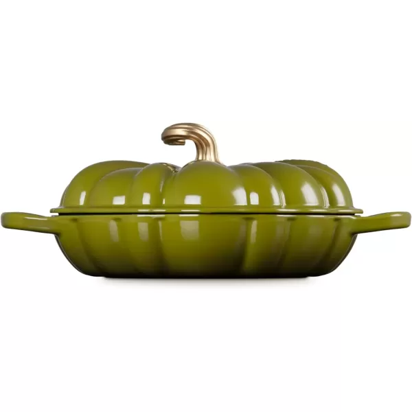 imageLe Creuset Enameled Cast Iron Figural Pumpkin Braiser 275 qt PersimmonOlive