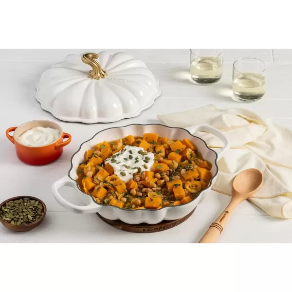 imageLe Creuset Enameled Cast Iron Figural Pumpkin Braiser 275 qt PersimmonOlive