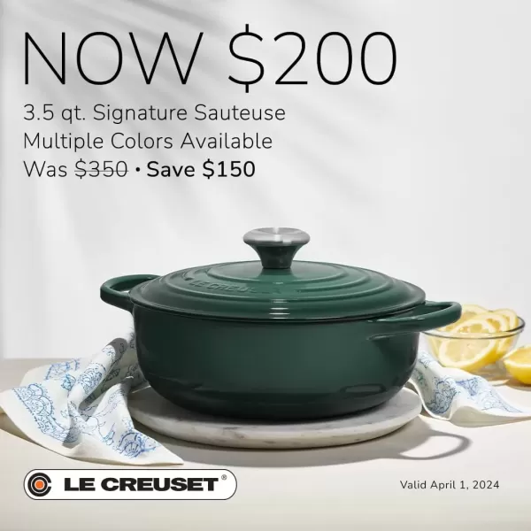 imageLe Creuset Enameled Cast Iron Signature Round Sauteuse 35qt Sea SaltArtichaut