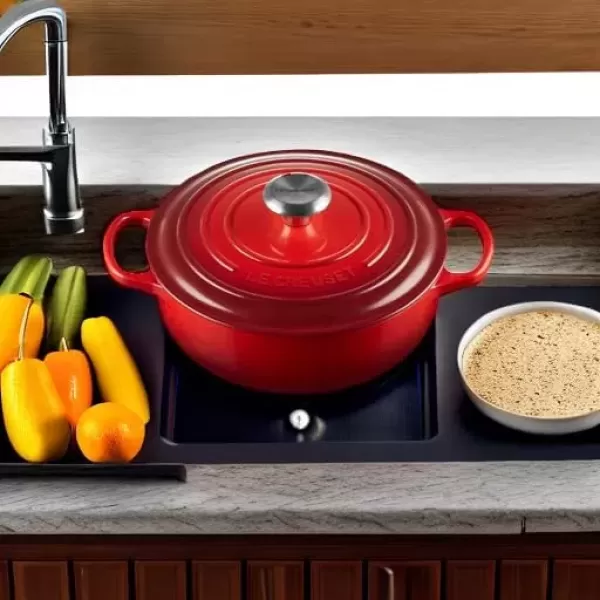 imageLe Creuset Enameled Cast Iron Signature Round Sauteuse 35qt Sea SaltCerise