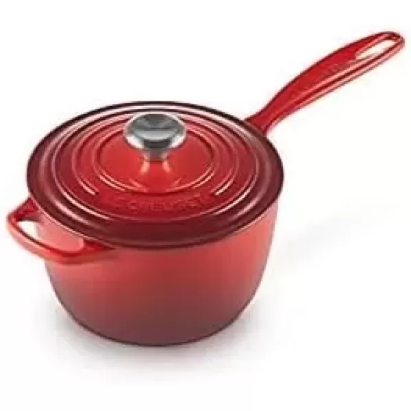 imageLe Creuset Signature Enameled CastIron Cookware Set 10Piece WhiteCerise
