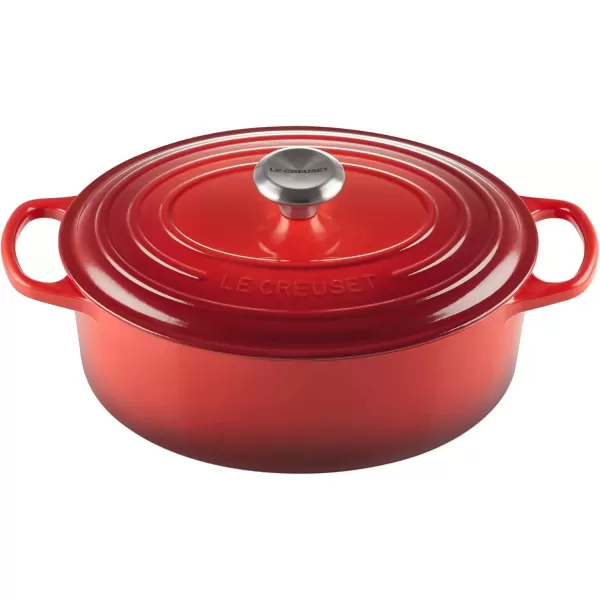 imageLe Creuset Signature Enameled CastIron Cookware Set 10Piece WhiteCerise