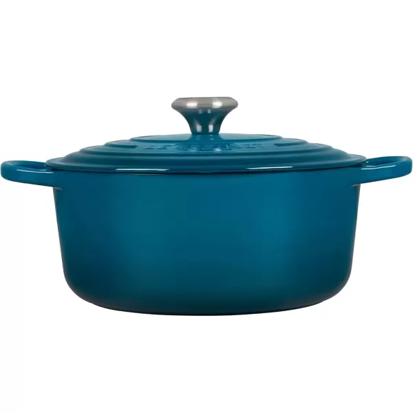 imageLe Creuset Signature Enameled CastIron Cookware Set 10Piece WhiteDeep Teal
