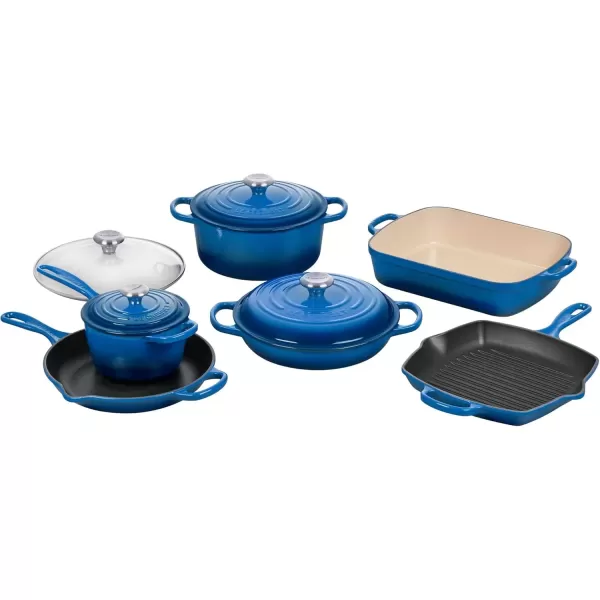 imageLe Creuset Signature Enameled CastIron Cookware Set 10Piece WhiteMarseille