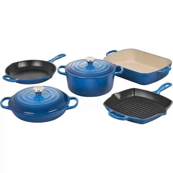 imageLe Creuset Signature Enameled CastIron Cookware Set 10Piece WhiteMarseille
