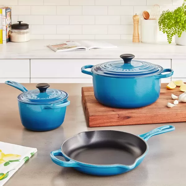 imageLe Creuset Signature Enameled CastIron Cookware Set 10Piece WhiteMarseille