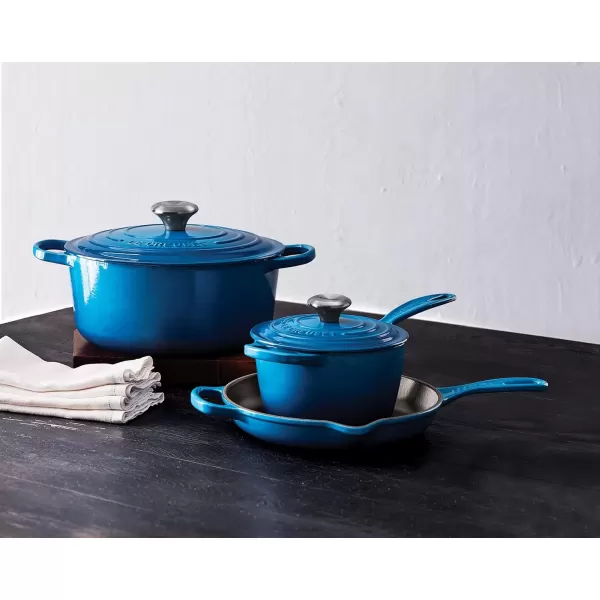 imageLe Creuset Signature Enameled CastIron Cookware Set 10Piece WhiteMarseille