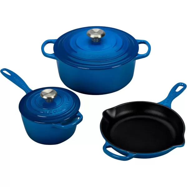 imageLe Creuset Signature Enameled CastIron Cookware Set 10Piece WhiteMarseille