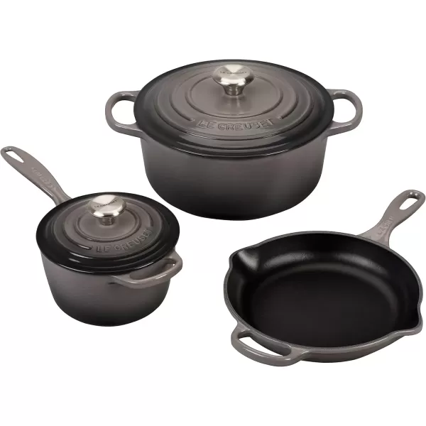 imageLe Creuset Signature Enameled CastIron Cookware Set 10Piece WhiteOyster