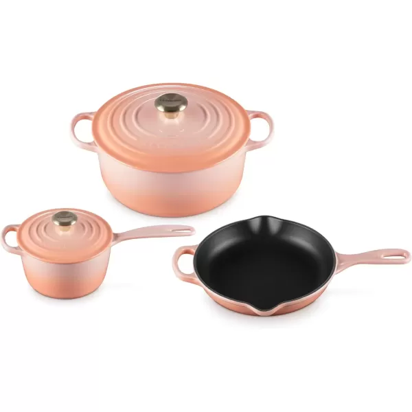 imageLe Creuset Signature Enameled CastIron Cookware Set 10Piece WhitePeche